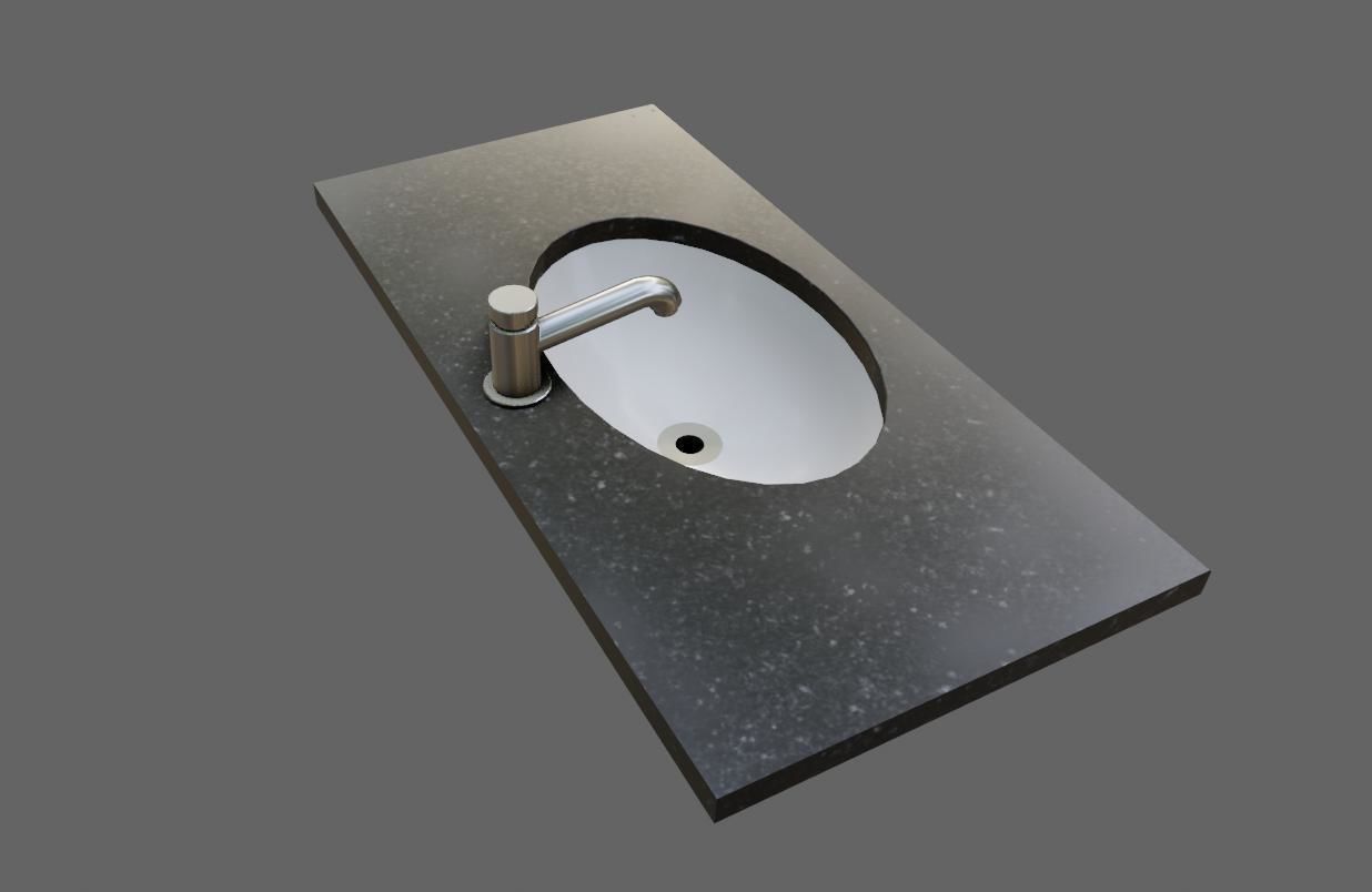 Faucet and Sink for Bathroom - Pia e Torneira Low-poly 3D model_10