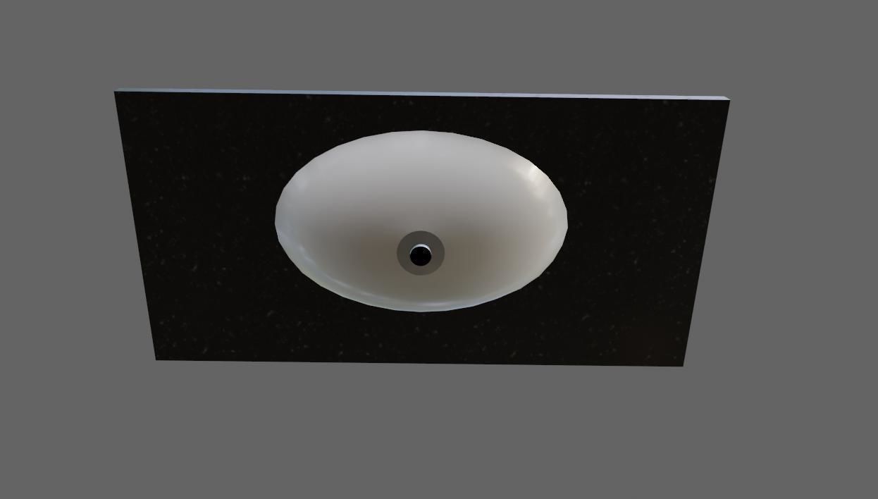 Faucet and Sink for Bathroom - Pia e Torneira Low-poly 3D model_12