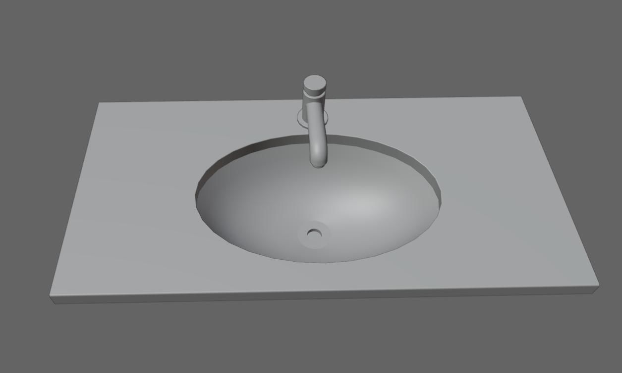 Faucet and Sink for Bathroom - Pia e Torneira Low-poly 3D model_19
