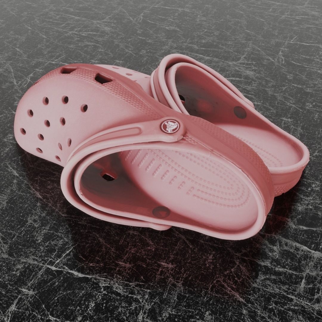 CROCS 3D FLIP-FLOP - PINK - SLIPPERS Low-poly 3D model_6