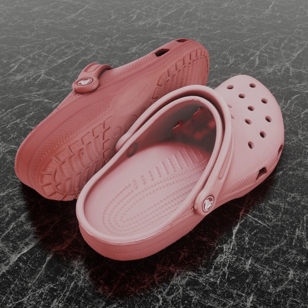 CROCS 3D FLIP-FLOP - PINK - SLIPPERS Low-poly 3D model_5