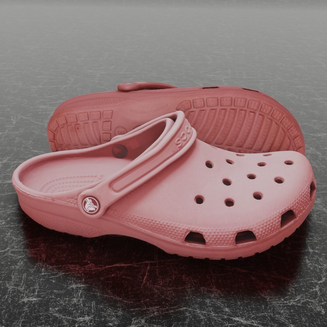 CROCS 3D FLIP-FLOP - PINK - SLIPPERS Low-poly 3D model_3