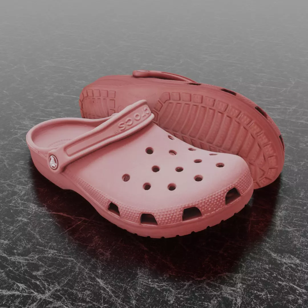 CROCS 3D FLIP-FLOP - PINK - SLIPPERS Low-poly 3D model_0