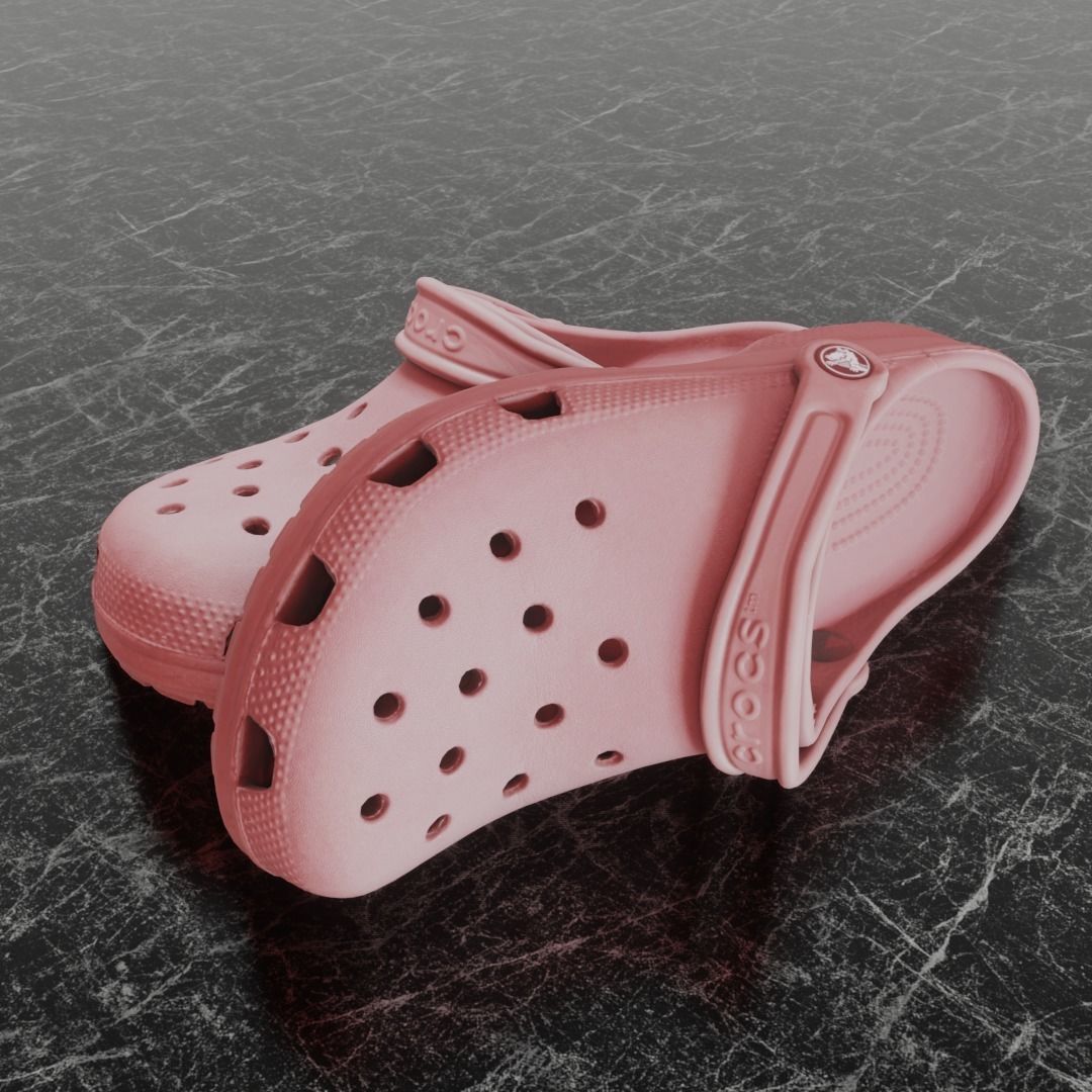 CROCS 3D FLIP-FLOP - PINK - SLIPPERS Low-poly 3D model_1