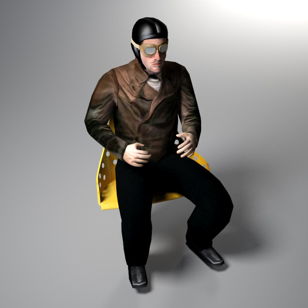 Pilot of World War I 3D model_4