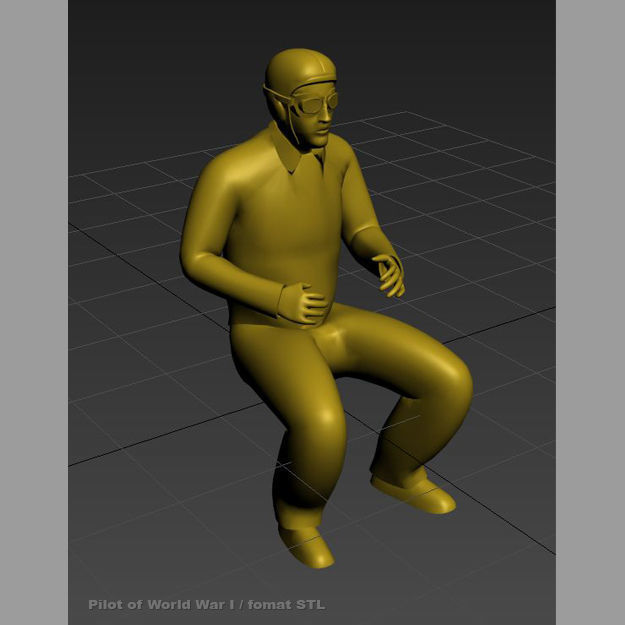 Pilot of World War I 3D model_8