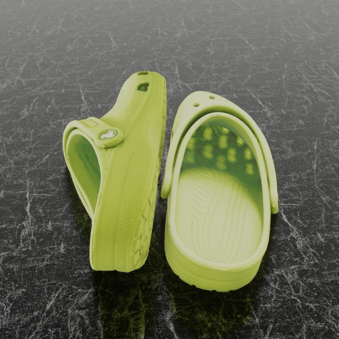 CROCS 3D FLIP-FLOP - YELLOW - SLIPPERS Low-poly 3D model_5