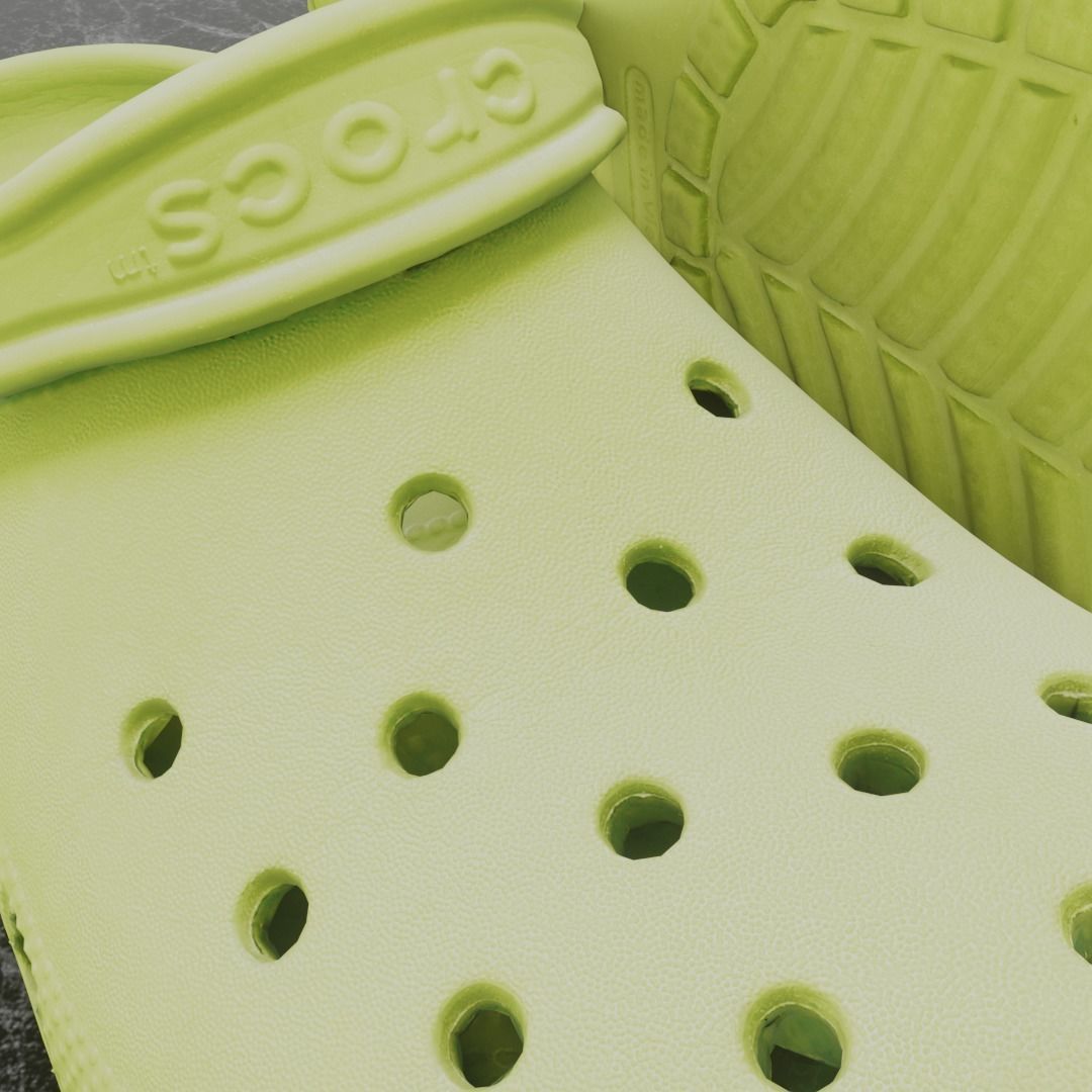 CROCS 3D FLIP-FLOP - YELLOW - SLIPPERS Low-poly 3D model_9