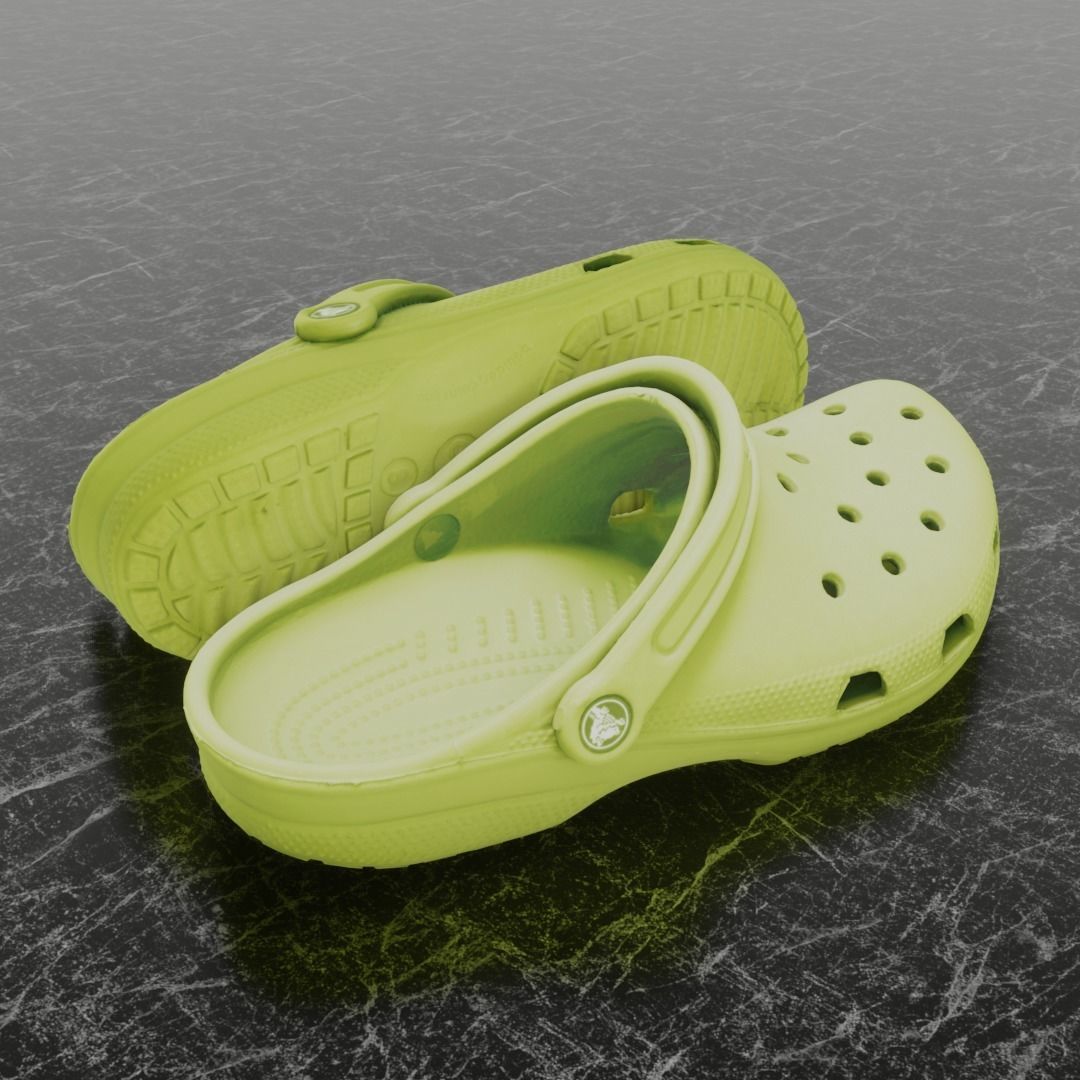 CROCS 3D FLIP-FLOP - YELLOW - SLIPPERS Low-poly 3D model_6