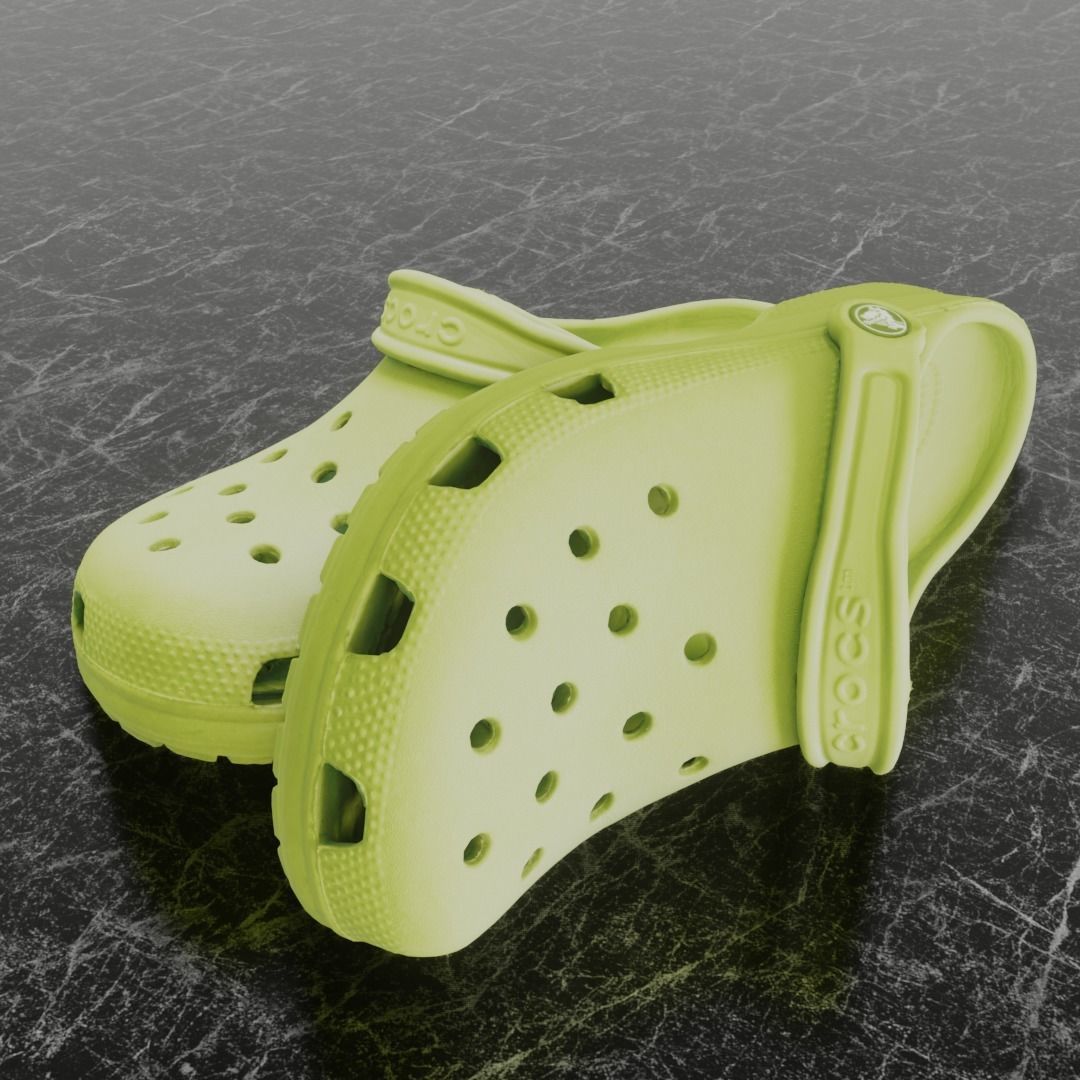 CROCS 3D FLIP-FLOP - YELLOW - SLIPPERS Low-poly 3D model_2