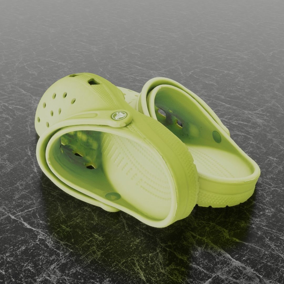 CROCS 3D FLIP-FLOP - YELLOW - SLIPPERS Low-poly 3D model_4