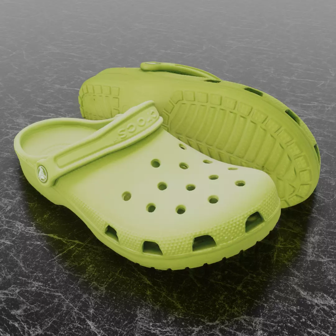 CROCS 3D FLIP-FLOP - YELLOW - SLIPPERS Low-poly 3D model_0