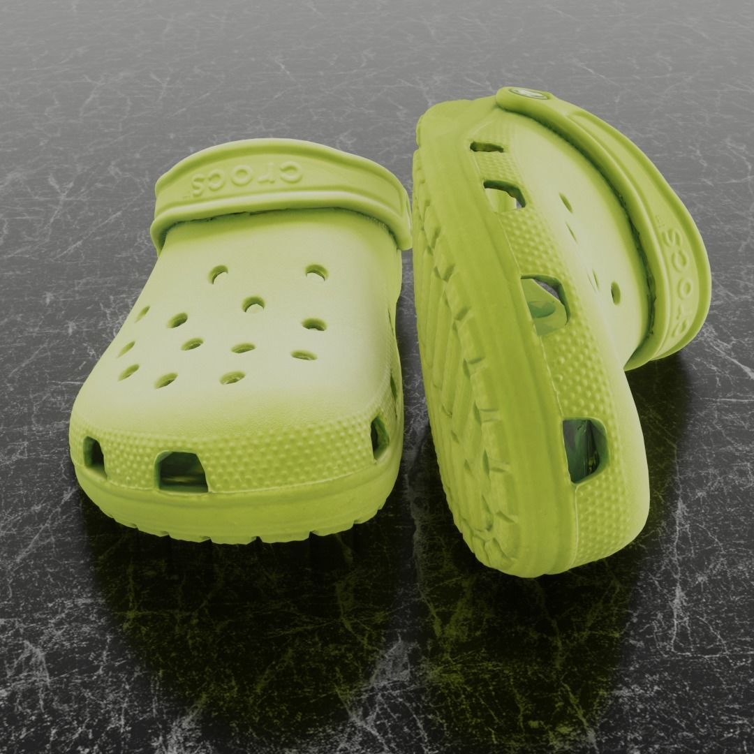 CROCS 3D FLIP-FLOP - YELLOW - SLIPPERS Low-poly 3D model_7