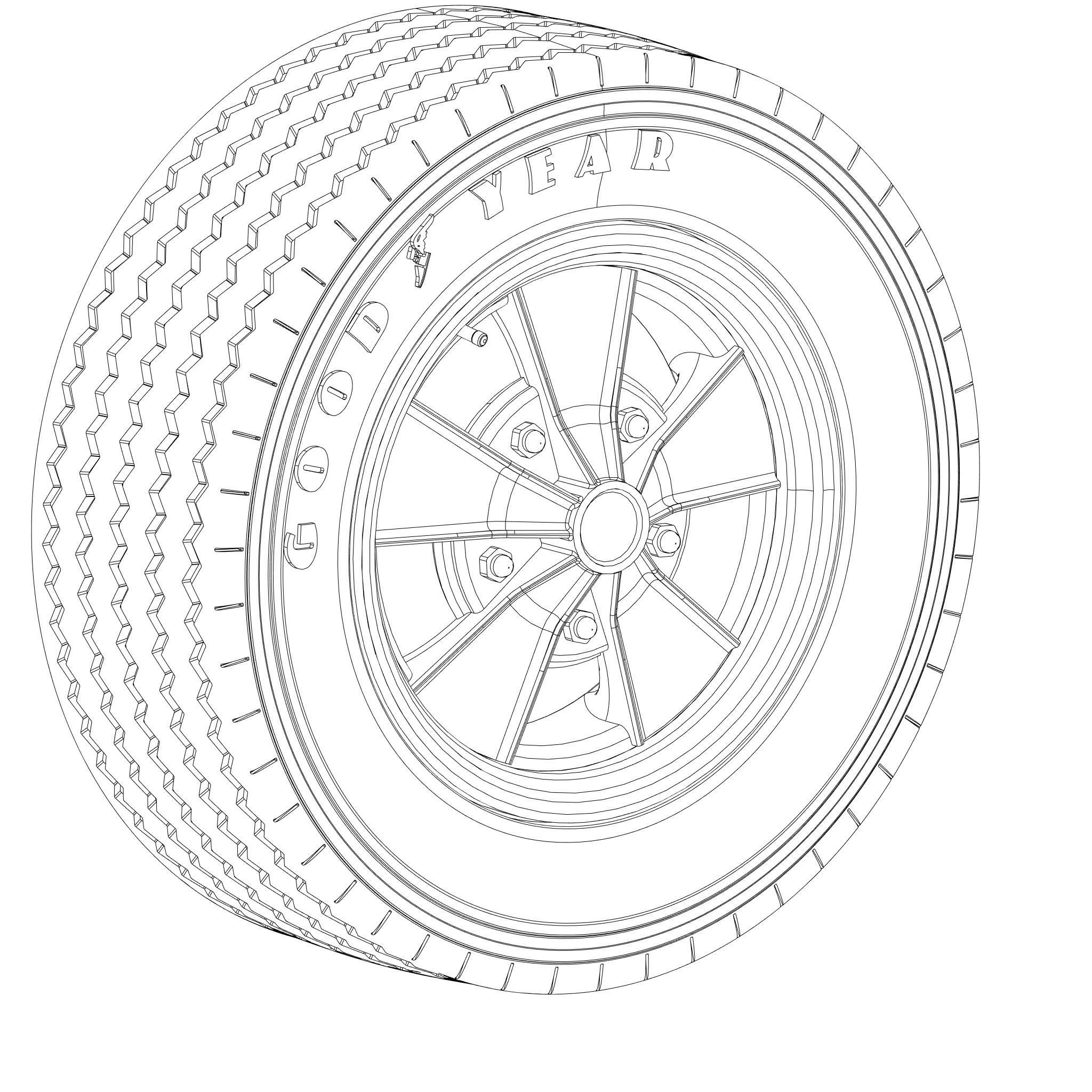 Mag SS Classic car wheel with tire 3D print model_6