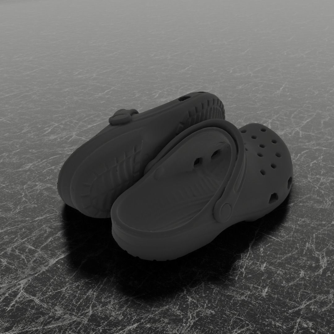 CROCS 3D FLIP-FLOP - BLACK - SLIPPERS Low-poly 3D model_5