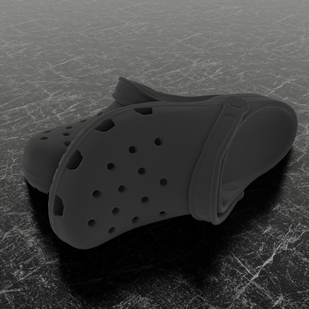 CROCS 3D FLIP-FLOP - BLACK - SLIPPERS Low-poly 3D model_1