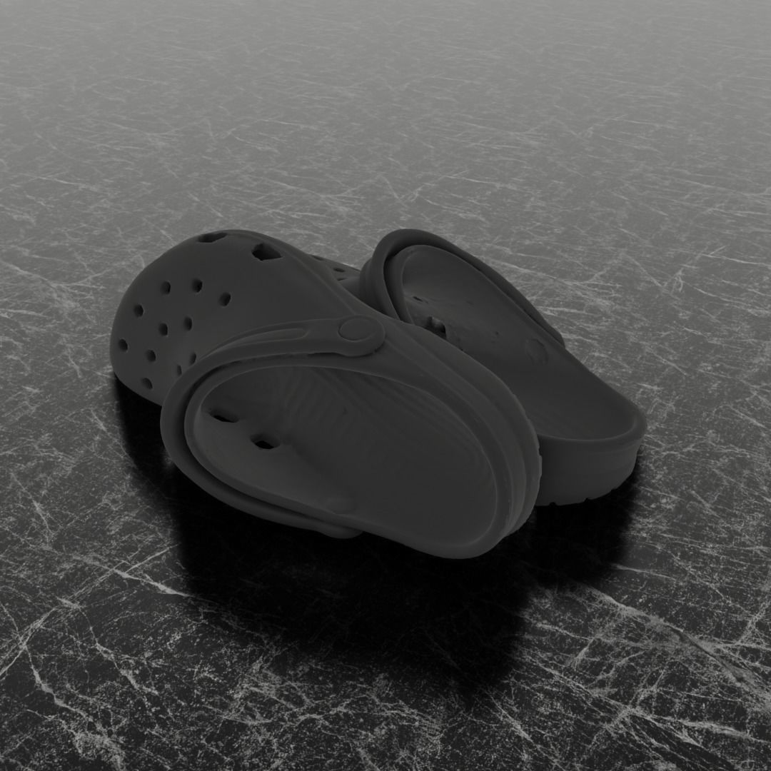 CROCS 3D FLIP-FLOP - BLACK - SLIPPERS Low-poly 3D model_6