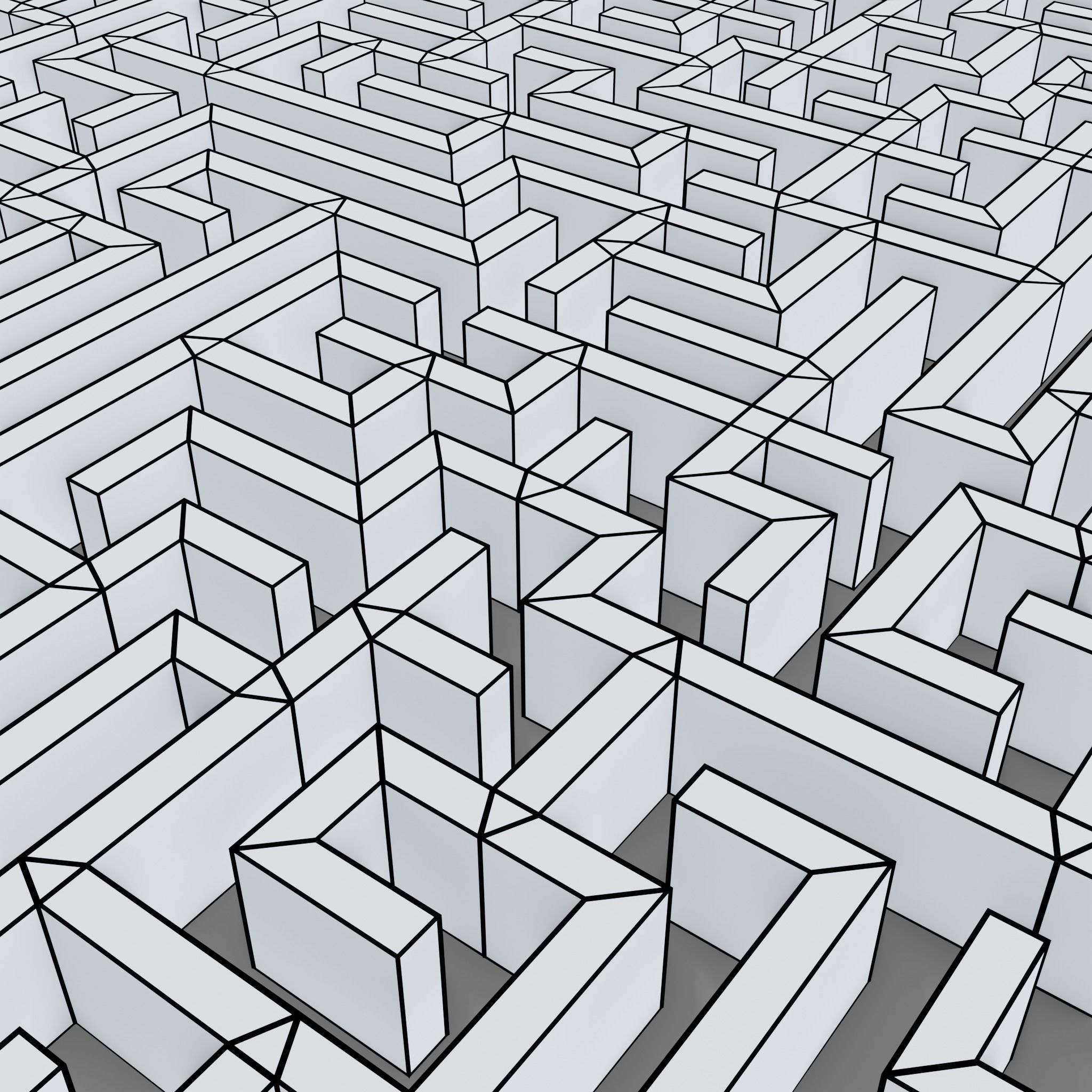 Square maze with solution Low-poly 3D model_12