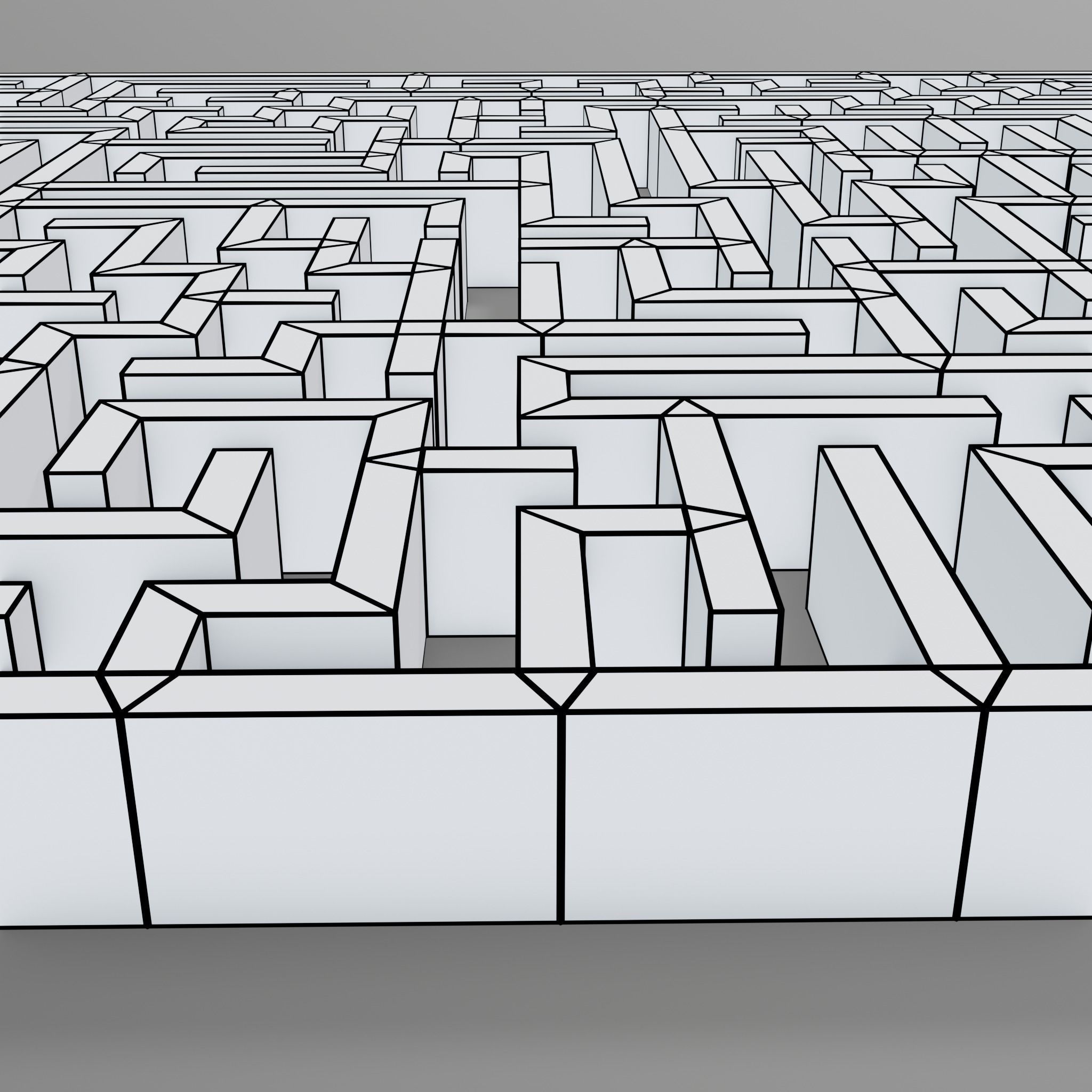 Square maze with solution Low-poly 3D model_11