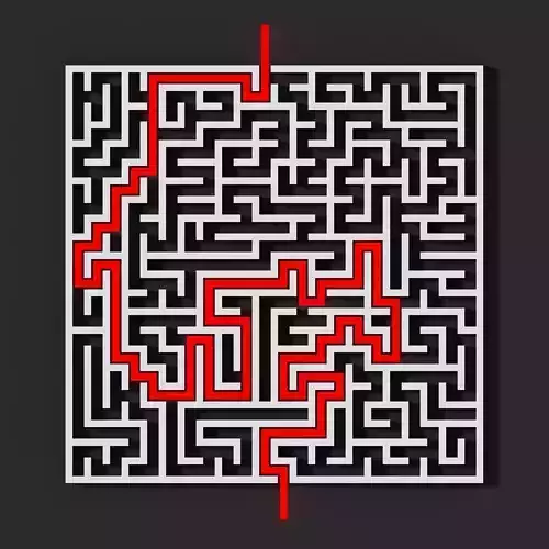 Square maze with solution Low-poly 3D model