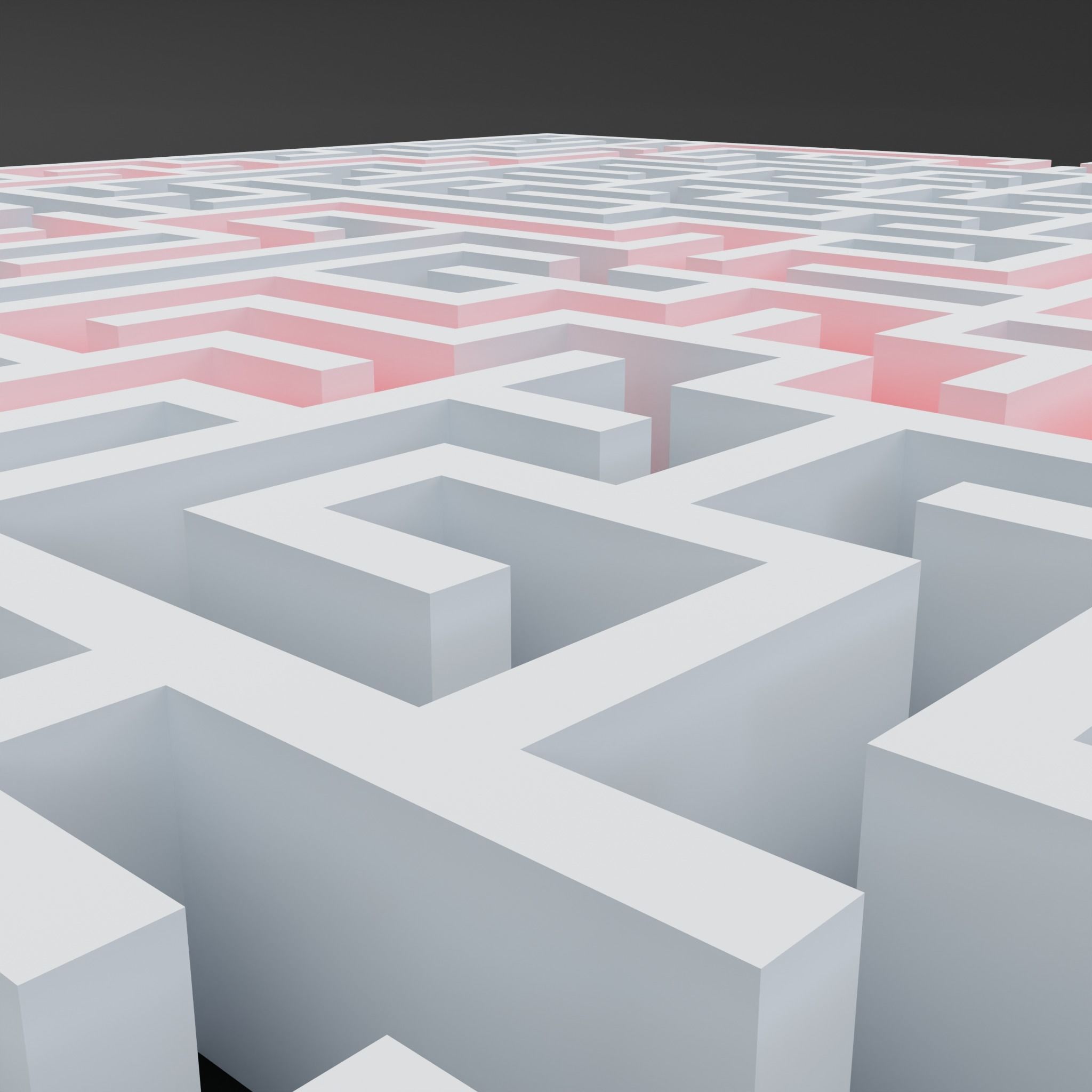 Square maze with solution Low-poly 3D model_9