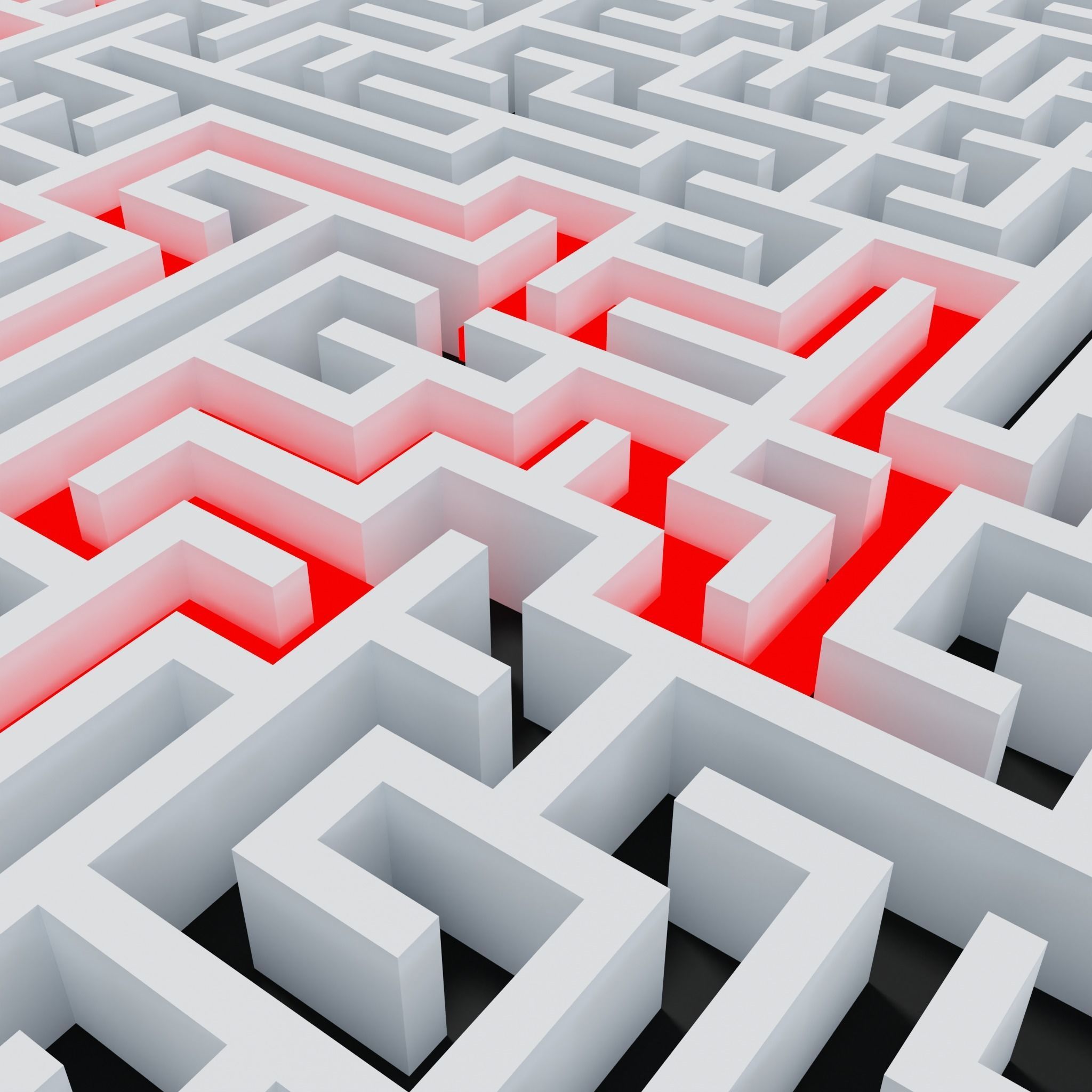 Square maze with solution Low-poly 3D model_8
