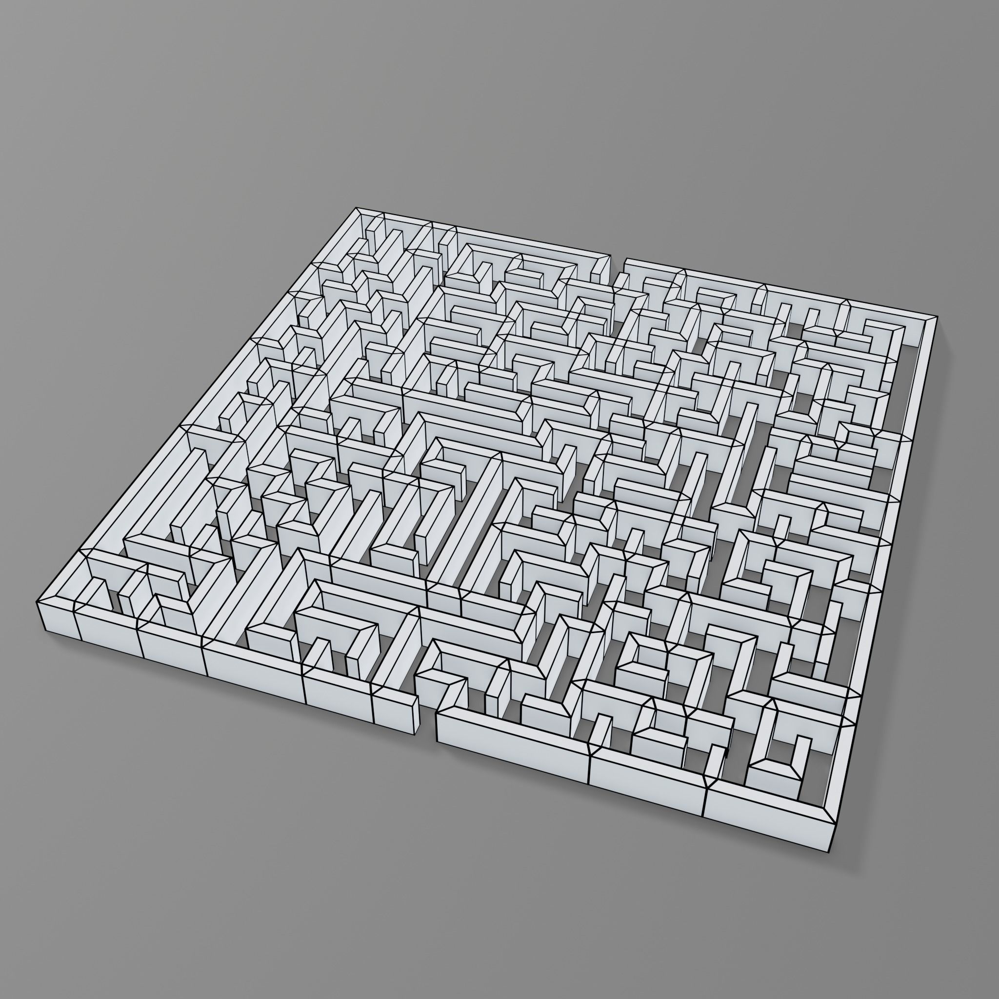 Square maze with solution Low-poly 3D model_10