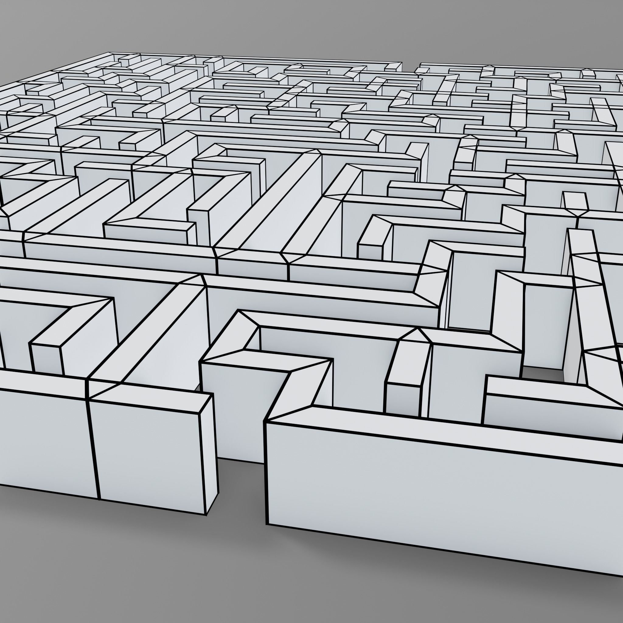 Square maze with solution Low-poly 3D model_13