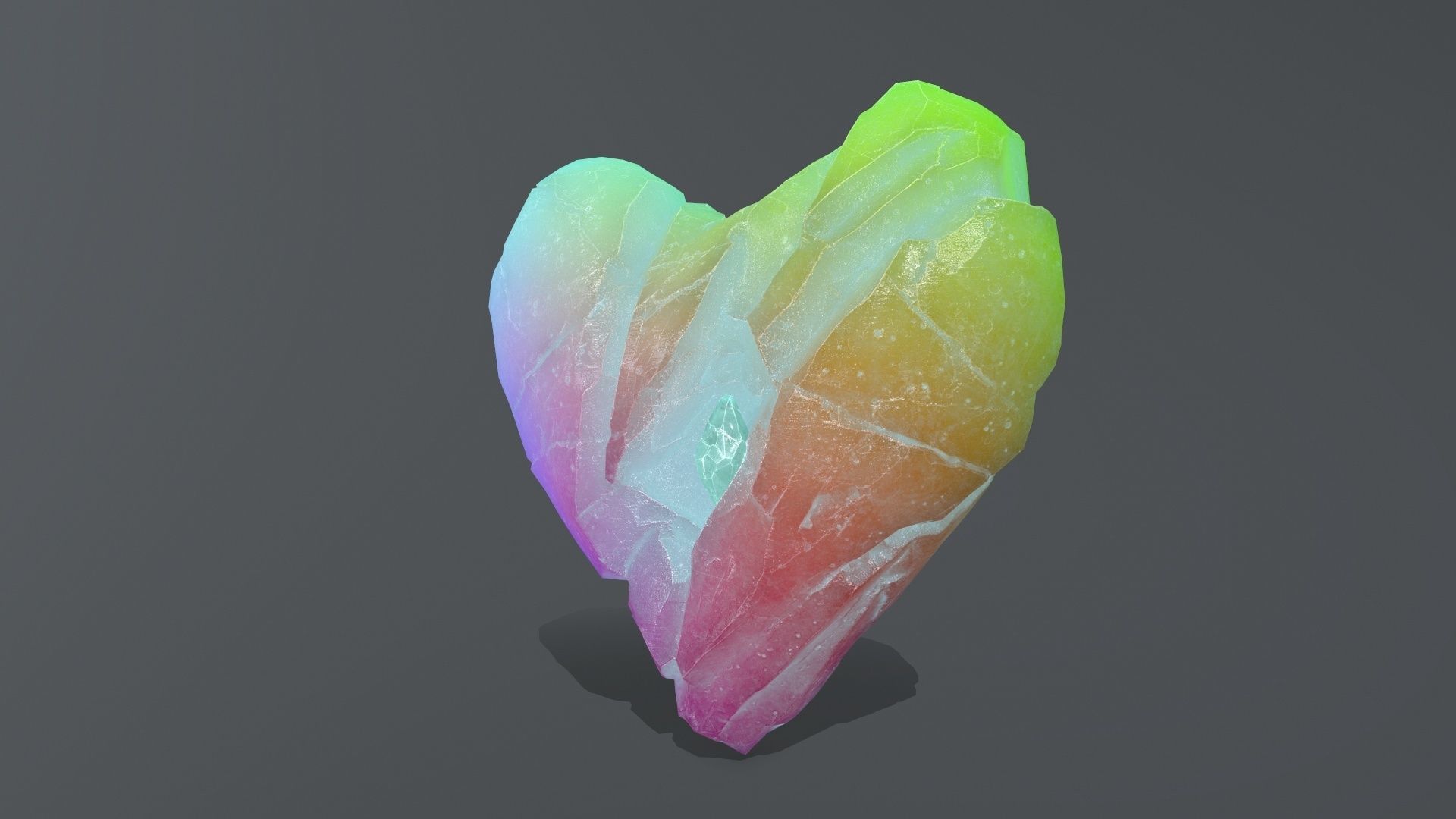 Broken Heart Low-poly 3D model_2