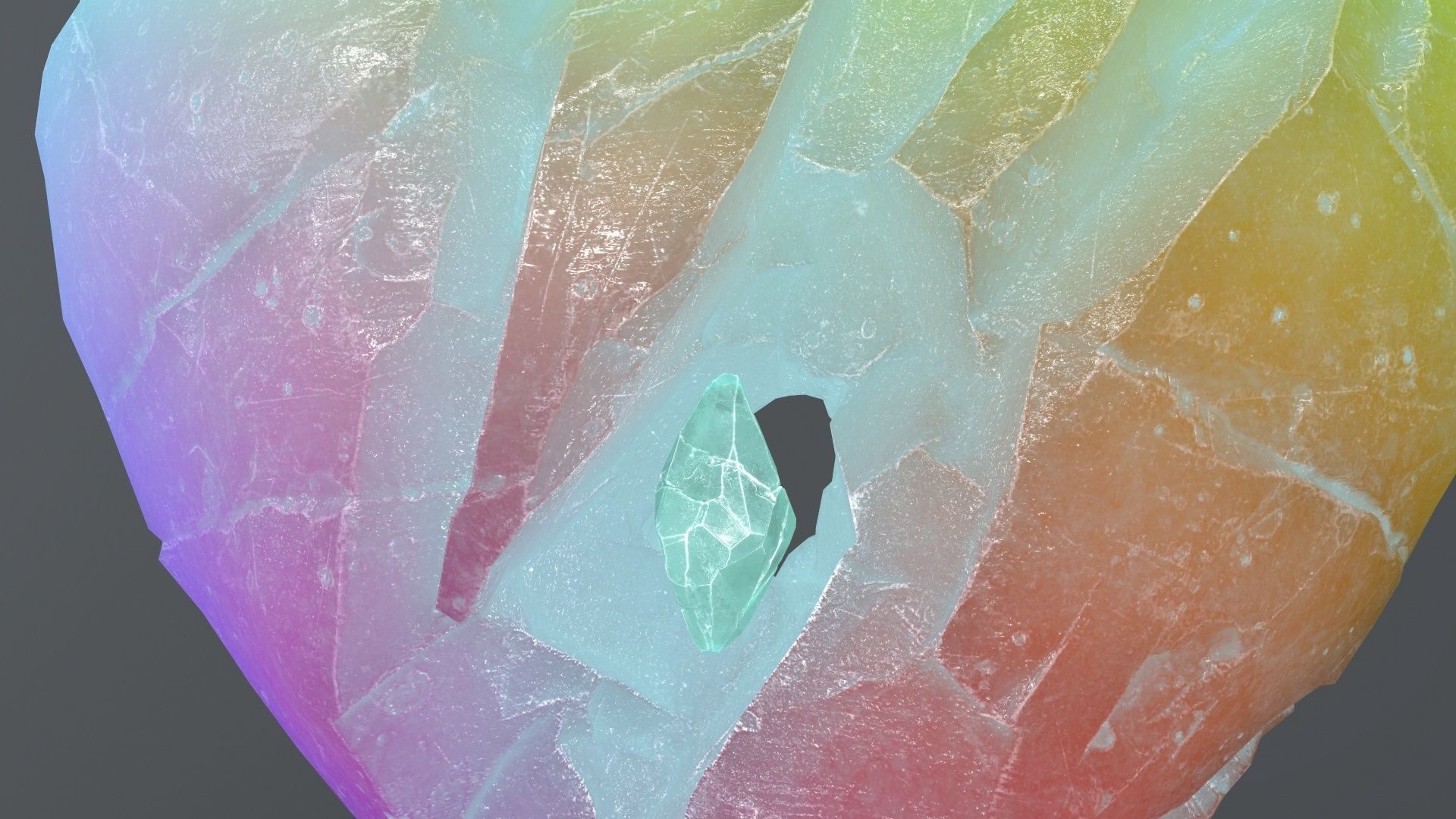 Broken Heart Low-poly 3D model_9