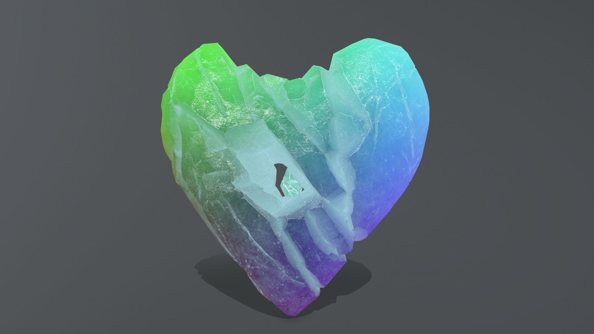 Broken Heart Low-poly 3D model_5