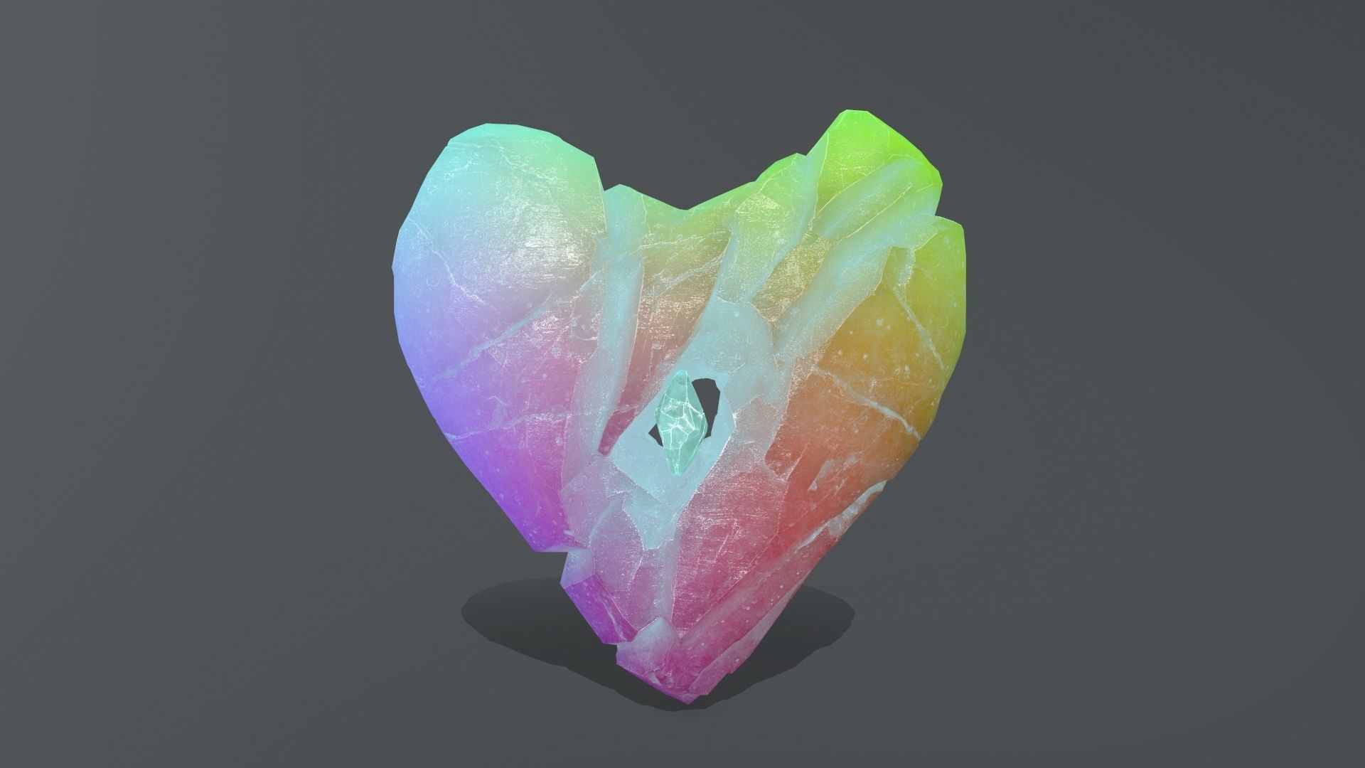 Broken Heart Low-poly 3D model_1