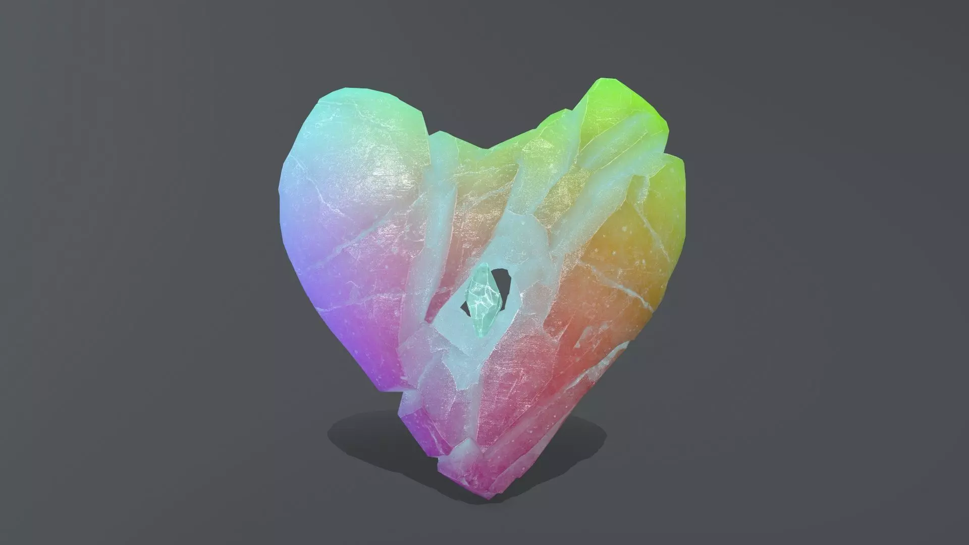 Broken Heart Low-poly 3D model_0