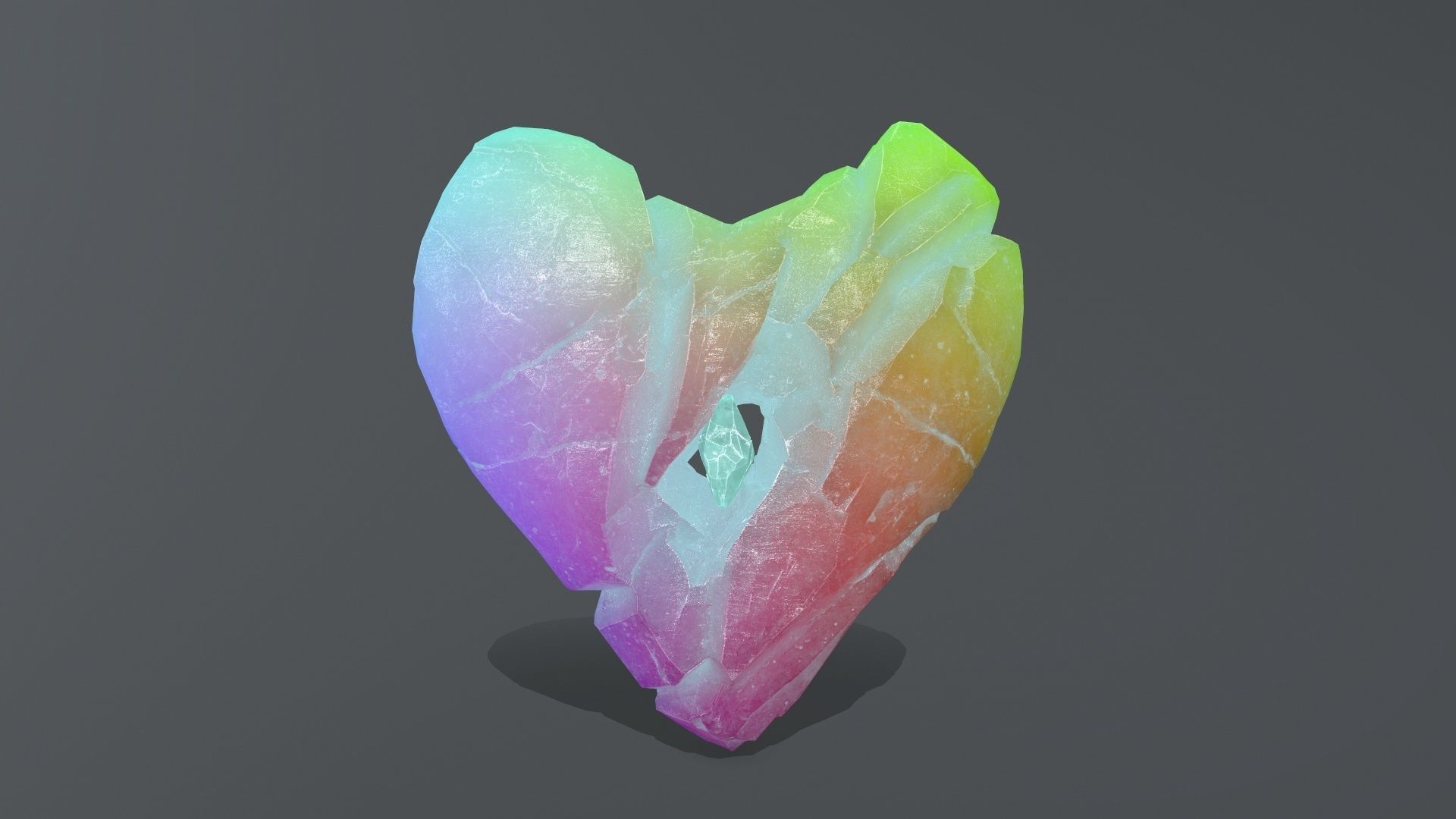 Broken Heart Low-poly 3D model_8