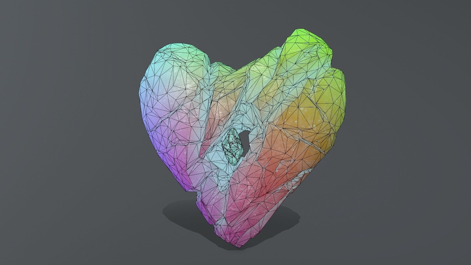 Broken Heart Low-poly 3D model_13