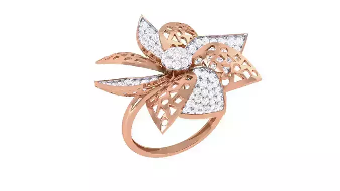 Ultra Vision Flower Mesh High Jewelry Diamond Cocktail Ring 3dm 
