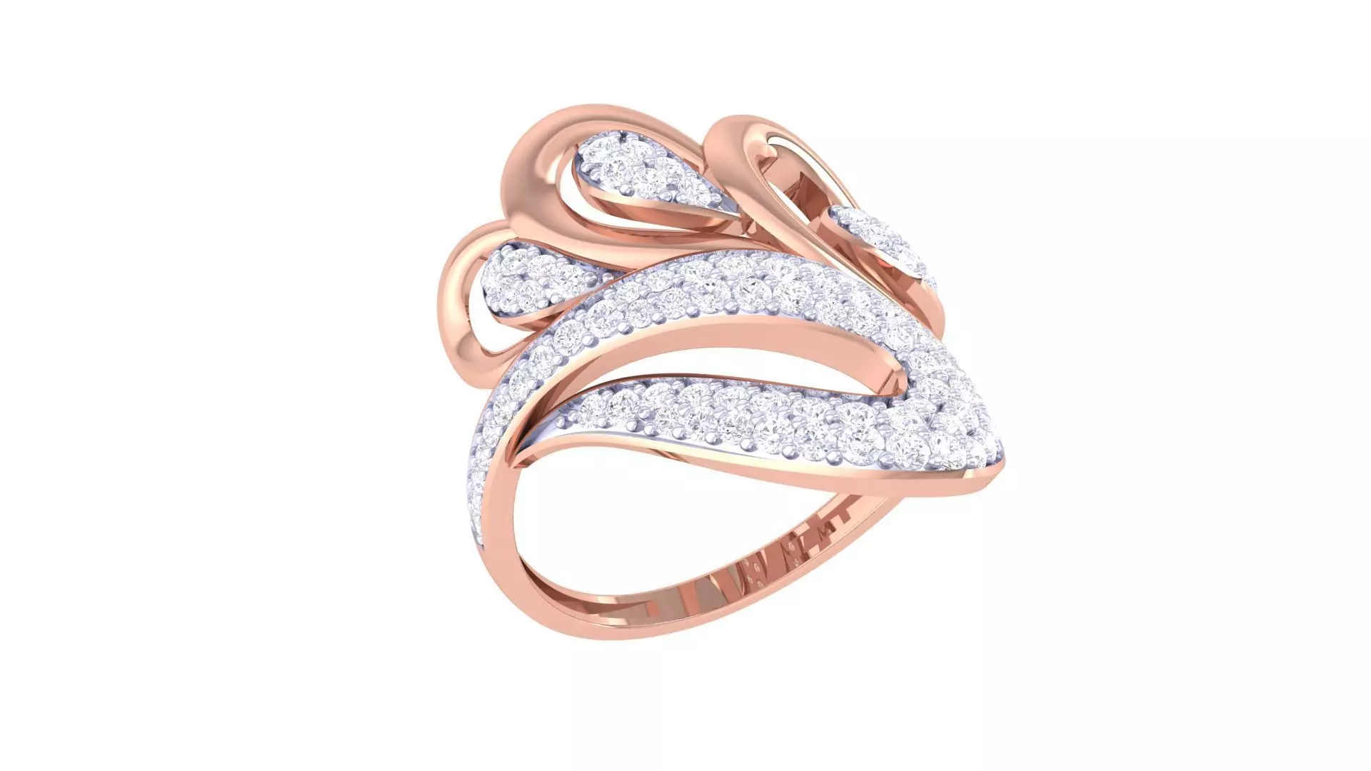 High Jewelry Diamond Cocktail Ring 3dm stl obj mtl glb 3D print model