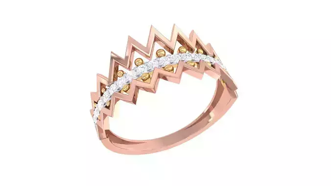 Wave High Jewelry Diamond Cocktail Ring 3dm stl obj mtl glb 