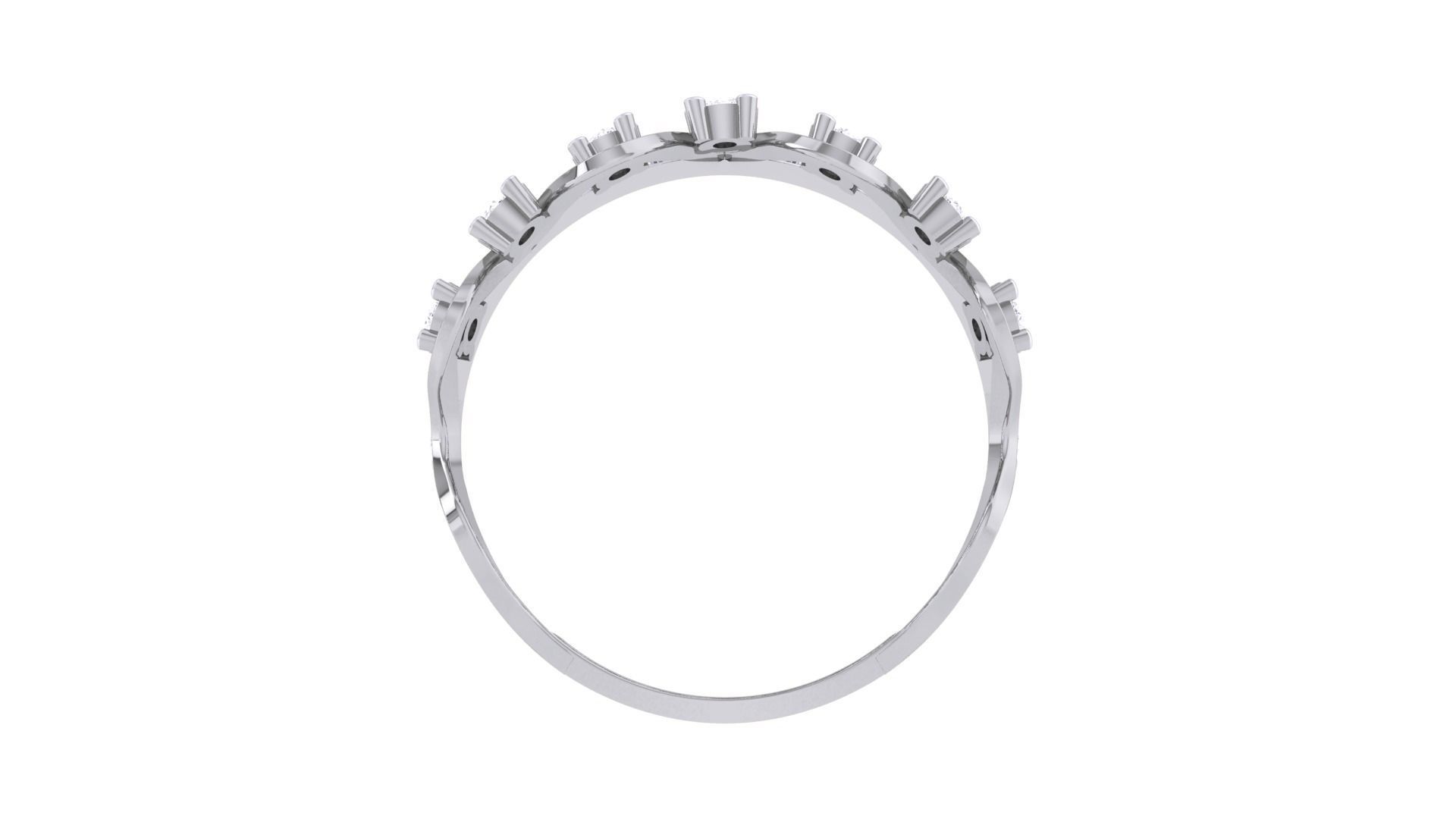 Wave High Jewelry Diamond Cocktail Ring 3dm stl obj mtl glb 3D print model_12