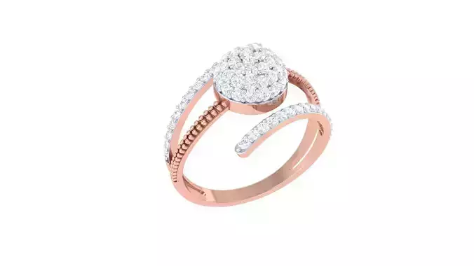 High Jewelry Diamond Cocktail Ring 3dm stl obj mtl glb 