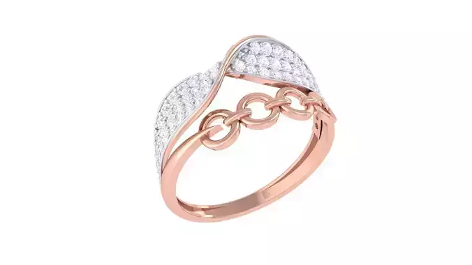 Chain Links High Jewelry Diamond Cocktail Ring 3dm stl obj mtl 3D print model