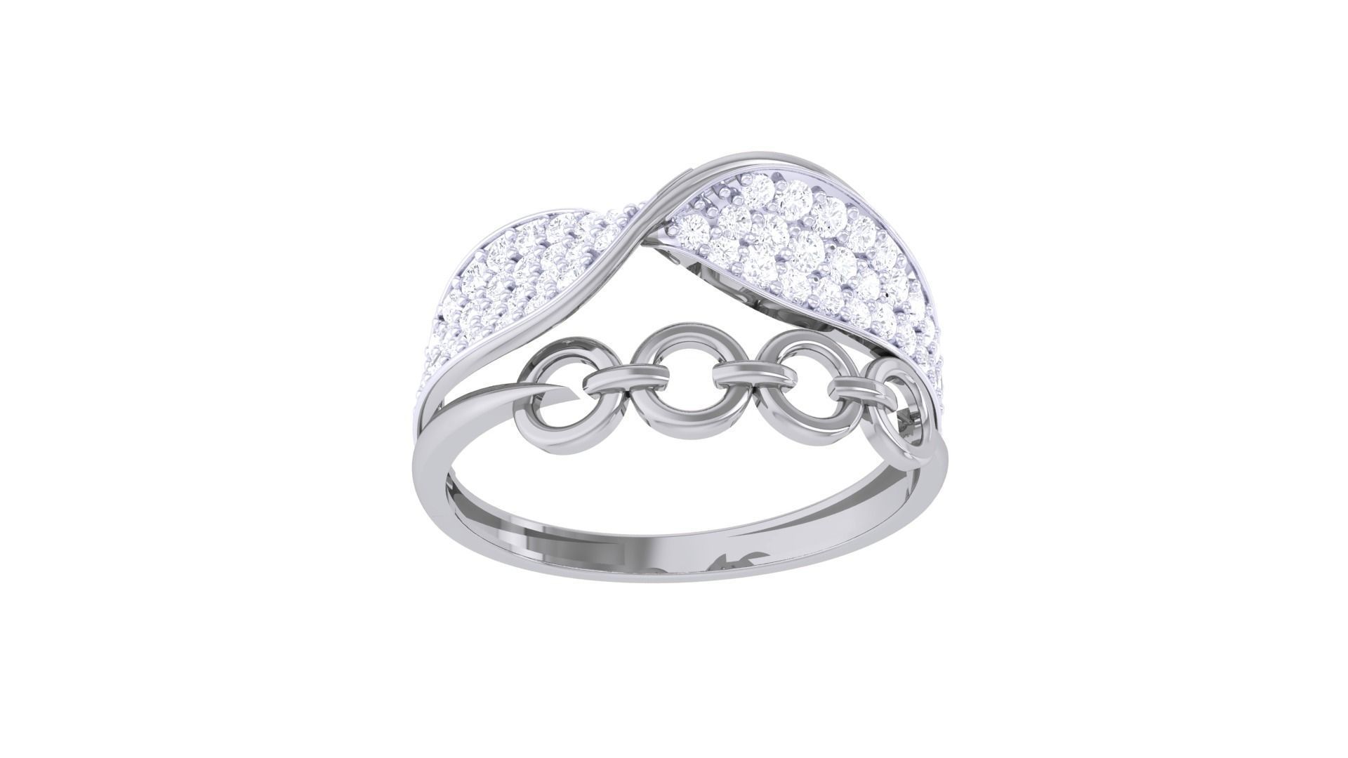 Chain Links High Jewelry Diamond Cocktail Ring 3dm stl obj mtl 3D print model_8