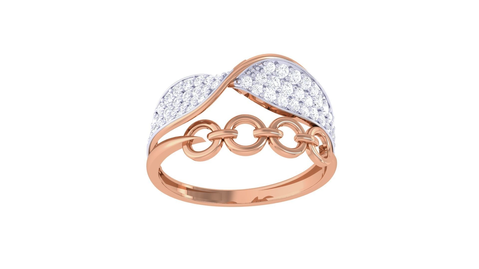 Chain Links High Jewelry Diamond Cocktail Ring 3dm stl obj mtl 3D print model_9