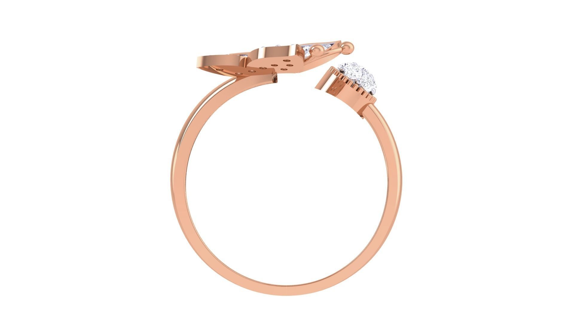 Butterfly on flower High Jewelry Diamond Cocktail Ring 3dm stl  3D print model_12