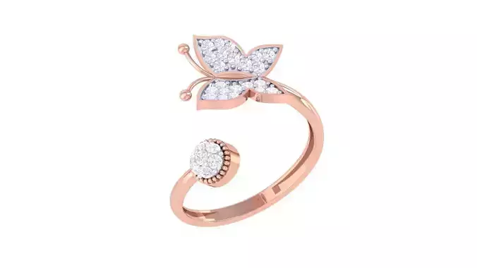 Butterfly on flower High Jewelry Diamond Cocktail Ring 3dm stl  3D print model