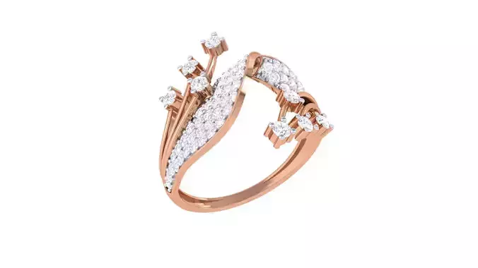 High Jewelry Diamond Cocktail Ring 3dm stl obj mtl glb 