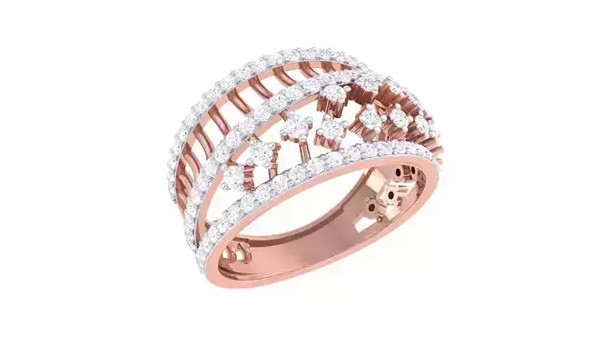 High Jewelry Diamond Cocktail Ring 3dm stl obj mtl glb  3D print model