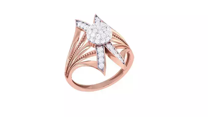 High Jewelry Diamond Cocktail Ring 3dm renders detail