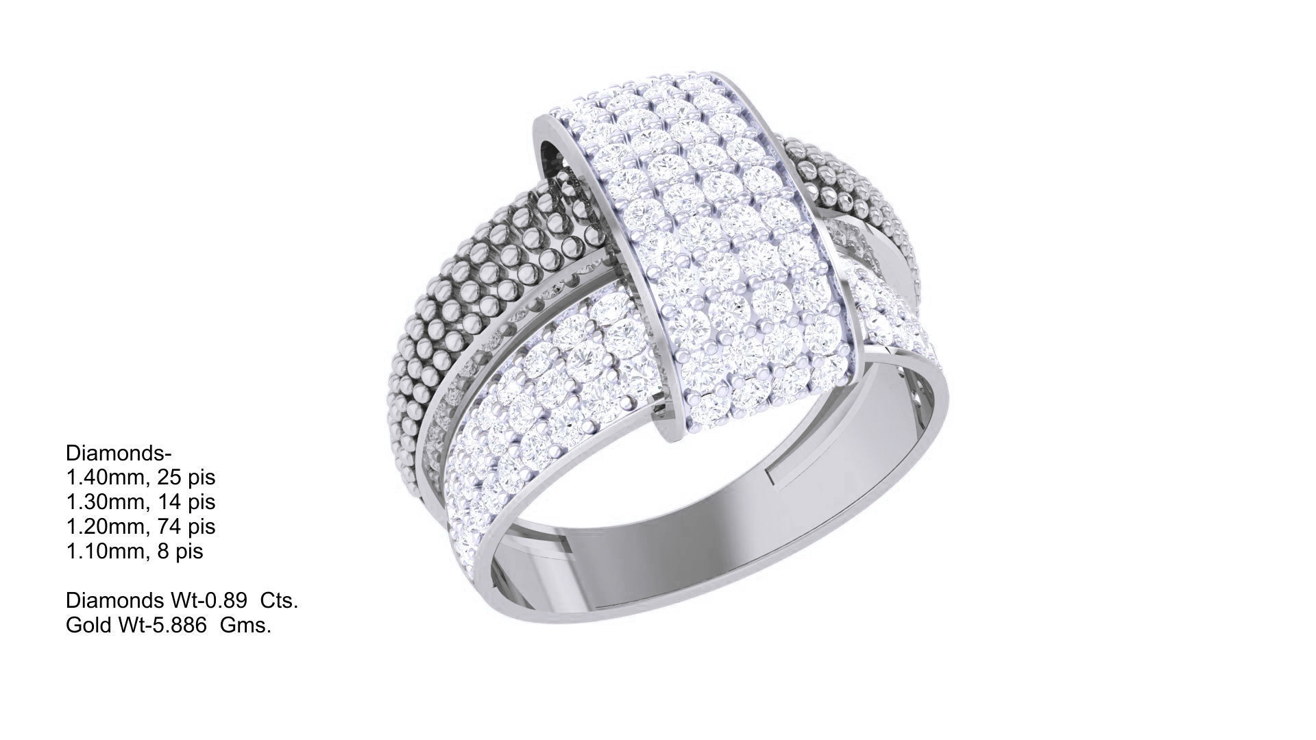 High Jewelry Diamond Cocktail Ring 3dm stl obj mtl glb 3D print model_5