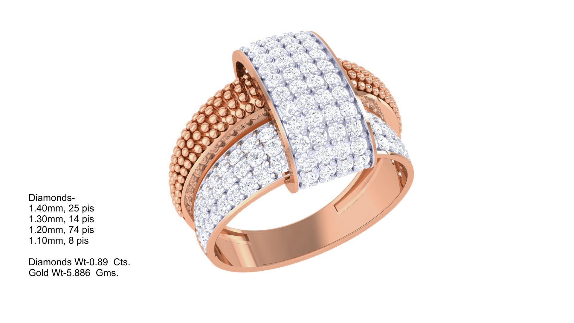 High Jewelry Diamond Cocktail Ring 3dm stl obj mtl glb 3D print model_6